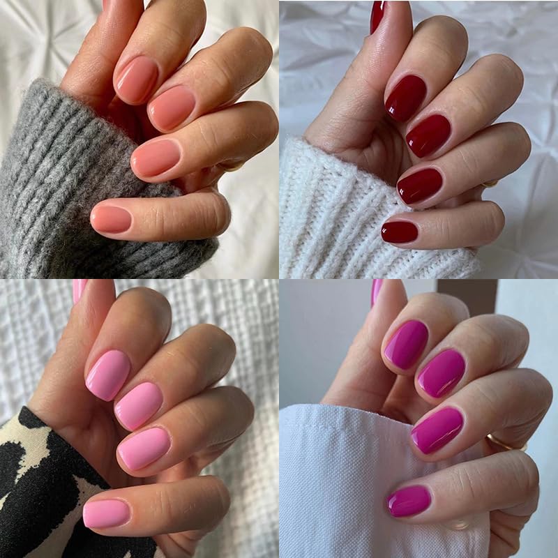 480pc Glossy Round Full Cover Press on Nails 20 Solid Colors for Women - Image 2
