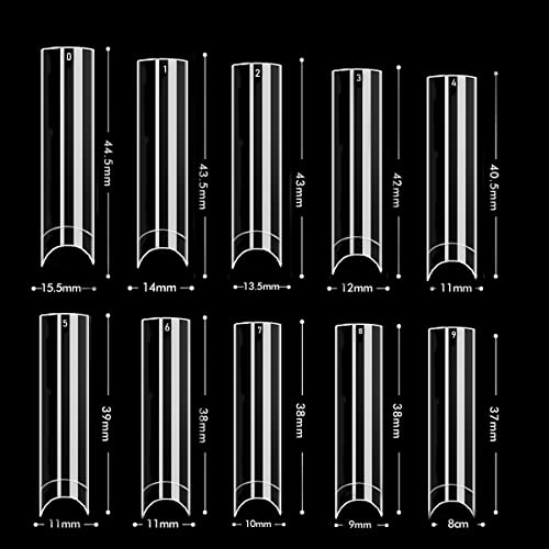 XXL Extra Long No C Curve Flat Square Nail Tips, 500 Pieces, 10 Sizes - Image 4
