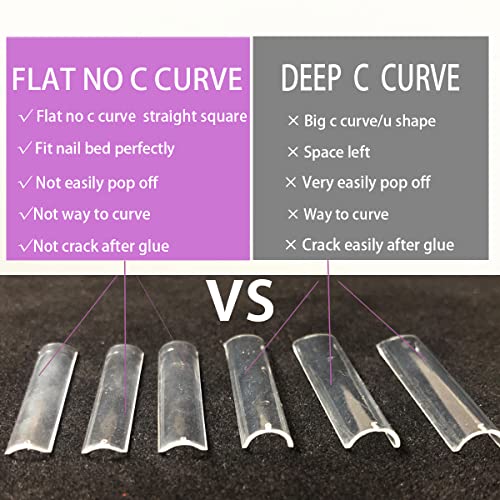 XXL Extra Long No C Curve Flat Square Nail Tips, 500 Pieces, 10 Sizes - Image 2