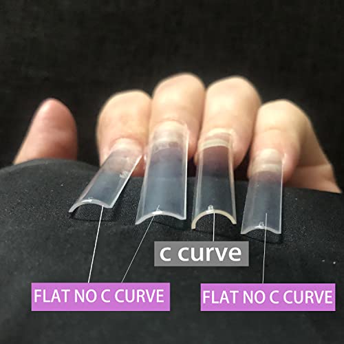 XXL Extra Long No C Curve Flat Square Nail Tips, 500 Pieces, 10 Sizes - Image 3