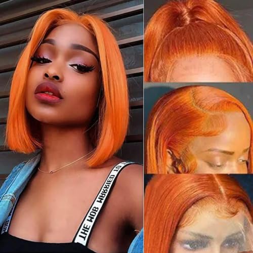 ?Red Orange Human Hair Wig? - Image 4