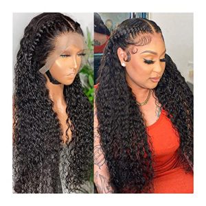 Deep Wave 13x4 13x6 Lace Front Human Hair Wig Brazilian Remy Hair Transparent Glueless 360 Lace Front Wig with Baby Hair Natural Wave Curly Wig