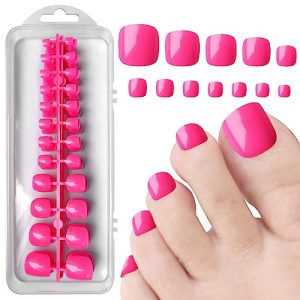 Short, natural-looking acrylic nails.
