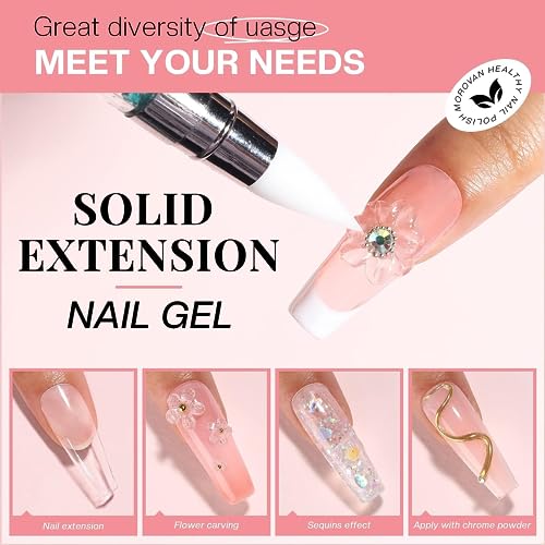 Morovan Solid Builder Gel for Nails: Clear Solid Nail Gel Multifunctional Solid Building Gel Long Lasting Hard Gel for Nail Strengthen Gel DIY at Home - Image 4
