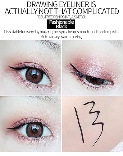 Liquid Eye Pencil Starry Eyeliner, 36H Waterproof Black Hyper Easy Eyeliner Pen Precision Felt Eyeliner, Ultra-Fine Tip, Transfer Proof Long-Lasting Quick-Dry Smooth (#01 Dream Purple) - Image 9