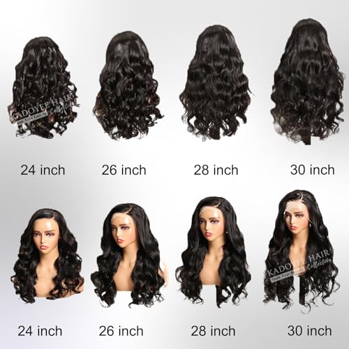 KADOYEE Body Wave Lace Front Wigs Human Hair 180 Density 13x4 HD Lace Front Wigs Human Hair Pre Plucked Glueless Wigs Human Hair Frontal Wigs with Baby Hair for Black Women 28 Inch - Image 6