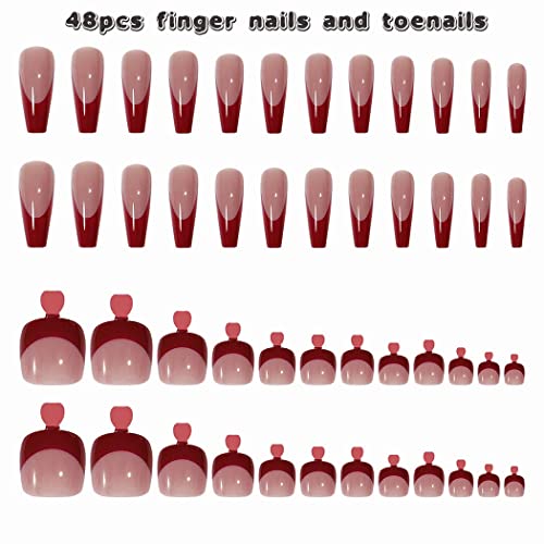 French Tip Acrylic Nails Different Colors - Image 4