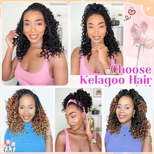 Goddess Box Braids Crochet Hair 12 Inch, 9 Packs Bohomian Box Braids Crochet Hair for Black Women, Pre-Looped Crochet Braids with Curly Ends (12 Inch (Pack of 9), 1B) - Image 4