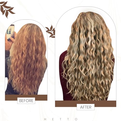 Hetto Curly Clip in Hair Extensions Human Hair #P12/613 Blonde Highlighted Clip in Extensions Human Hair Water Wavy Hair Extensions Clip in Human Hair 16 Inch 7Pcs 105g - Image 5