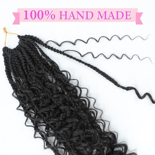 Goddess Box Braids Crochet Hair 12 Inch, 9 Packs Bohomian Box Braids Crochet Hair for Black Women, Pre-Looped Crochet Braids with Curly Ends (12 Inch (Pack of 9), 1B) - Image 7