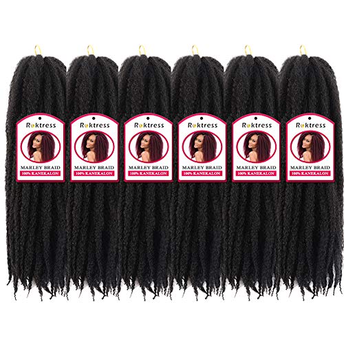 Spring Twist Hair Marley Twist Braiding Hair 18inch Crochet Hair 6packs Afro Twist Hair Cuban Twist Hair Marley Twist Hair Kinky Braiding Hair Synthetic Hair Extension For Women (18inch,6pcs, 1B) - Image 2