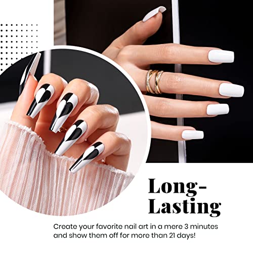 Beetles Gel Polish Kit-2 Pcs 15ml Black White Colors Polish Set & Nail Art Liner Brushes 5Pcs Painting Art Design Pen Set Diamond Application Rhinestone Handle Dotting Drawing Sizes 5 7 9 11 20mm - Image 4