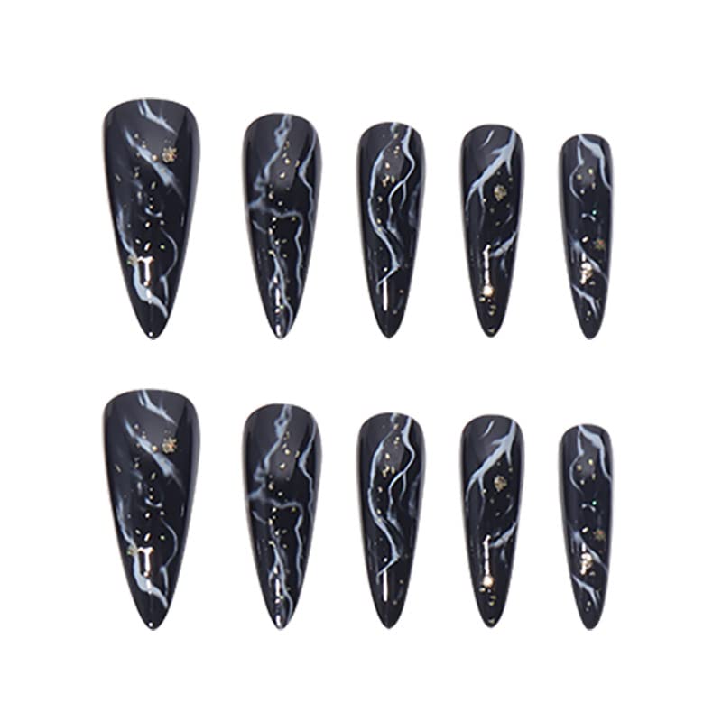 100 Pcs Black Matte Stiletto Acrylic Nails for Chic and Sophisticated Nail Art - Image 3