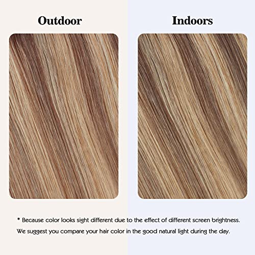 Sassina Straight Secret Wire Hair Extensions, 16 Inch 80g Chestnut Brown with Dark Dirty Blonde Highlights Fish Line Hair with Adjustable Wire Removable Secure Clips, P6-12 - Image 6