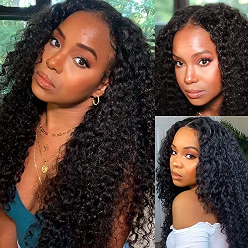 west kiss V Part Wig Human Hair Curly V Part Wigs for Black Women Human Hair Upgrade of U Part Human Hair Wig Kinky Curly V part Wig No Leave Out Curly Human Hair V Part Wig 180% Density 20 inch - Image 4
