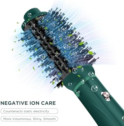 IG INGLAM Hair Dryer Brush, 4-in-1 Detachable Blow Dryer Brush, Ionic Diffuser Hair Dryer & Styler Volumizer with Oval Titanium Barrel, One-Step Hot Air Blowout Brush, Updated Push Switch, Dark Green - Image 4