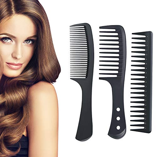 Hairdressing Combs Set, 3 Pack Wide Tooth Combs, Heat Resistant Anti-static Carbon Hair Brush Hair Comb for Long, Wet or Curly Hair Detangling - Image 9