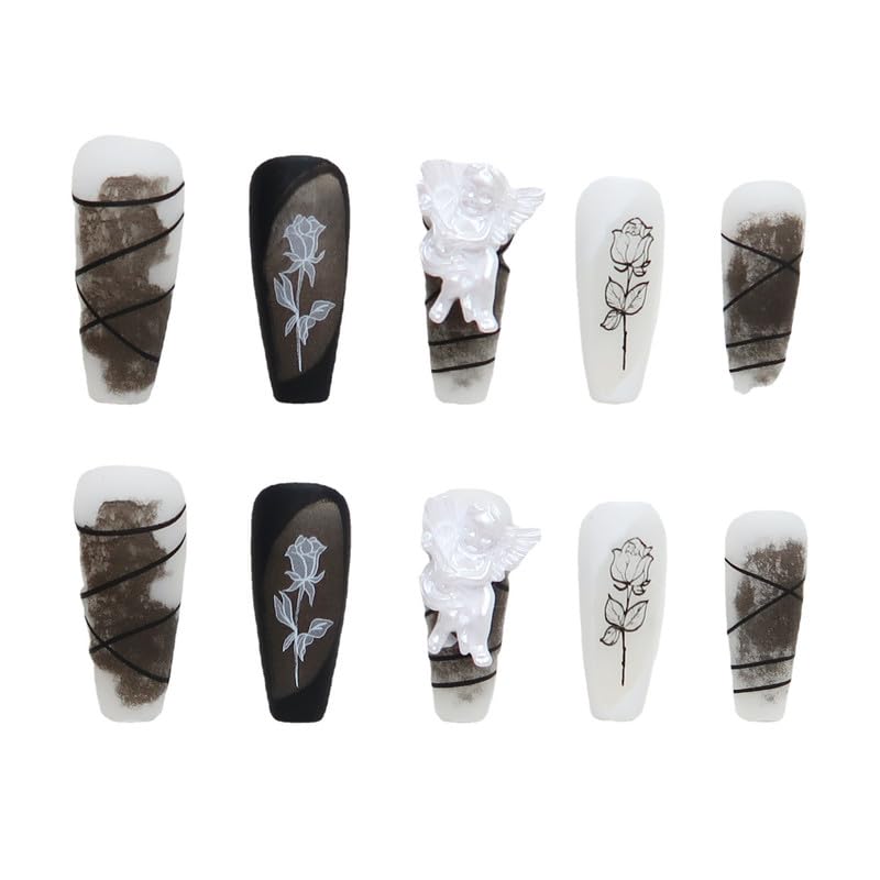 Matte Black Coffin Shaped Acrylic Nail Set 24 Pieces for Stylish Nail Art - Image 2