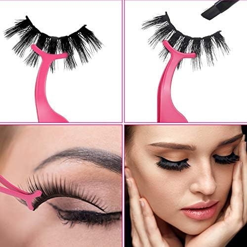 Pink 24-Piece Stainless Steel Eyelash Applicator Set for Effortless Makeup Application - Image 3