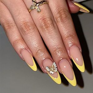 Pastel Yellow Acrylic Nails 24 Piece Set Trendy Press On Nails