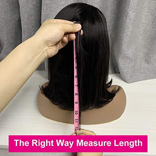 ISEE Hair 13x4 Lace Front Wigs Brazilian Virgin Human Hair Wigs Short Straight Bob Wigs 150% Density Pre Plucked with Baby Hair For Black Women (12 Inch (Pack of 1), Natural Black) - Image 6