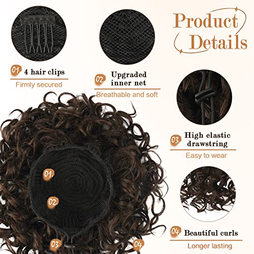 PEACOCO Messy Bun Short Curly Ponytail Extension Elastic Drawstring Loose Hair Bun Hair Pieces for Women with Thinning Hair High Temperature Synthetic Fiber Hair Bun Extension 80g - Image 3