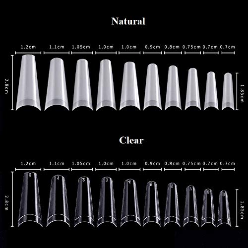 YIMART 500pcs Clear Flat Head Coffin Style French Nail Tips for Nail Art Salon Use - Image 2