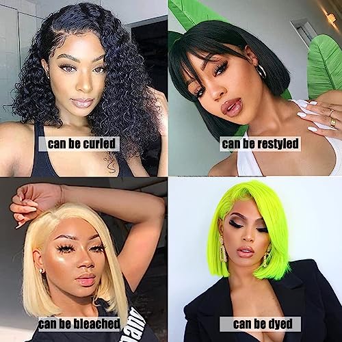 Hair 10 inch Short Bob Wig Human Hair Glueless Wigs for Black Women 5x5 Closure Bob Wig Human Hair Pre Plucked Bone Straight Bob Lace Closure Wigs 150% Density Natural Color - Image 3