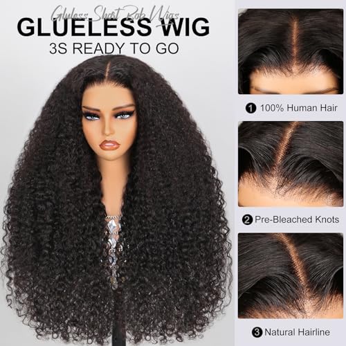 Arabella 5x6 Wear and Go Glueless Wigs Human Hair 210% Density Lace Front Wigs Human Hair 100% Deep Curly Wave Wigs Pre Cut Lace 12a Real Pre Bleached New Body Wave Wig(24inch, 5X6 Deep Curly Wig) - Image 4