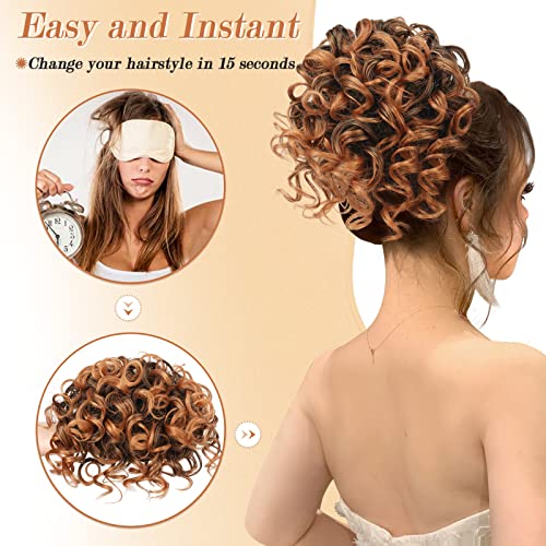 PEACOCO Messy Bun Short Curly Ponytail Extension Elastic Drawstring Loose Hair Bun Hair Pieces for Women with Thinning Hair High Temperature Synthetic Fiber Hair Bun Extension 80g - Image 5