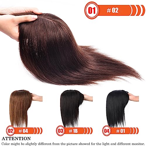 JGS1996 100% Remy Human Hair Topper with Bangs for Thinning Hair, Medium Size - Image 5