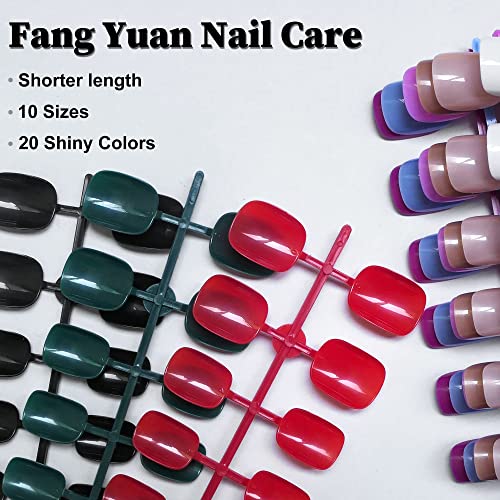 480pc Glossy Round Full Cover Press on Nails 20 Solid Colors for Women - Image 6
