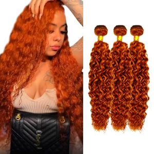 Ginger Orange Water Wave Human Hair Bundles 24 26 28 Inch 3 Piece Set