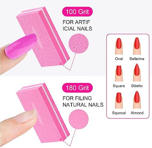 Buffer Block Nail File, 100/180 Grit Sponge Nail Buffers for Acrylic Nails, Mini Buffing Block Double Sided for Manicure Tools 30 Count - Pink - Image 2