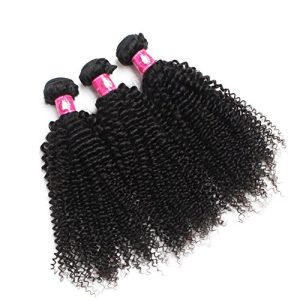Women's Virgin Brazilian Kinky Curly Human Hair Weave 3bundles/Lot 12 Inch #1B Black