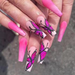 ?Lilac Coffin Acrylic Nails?