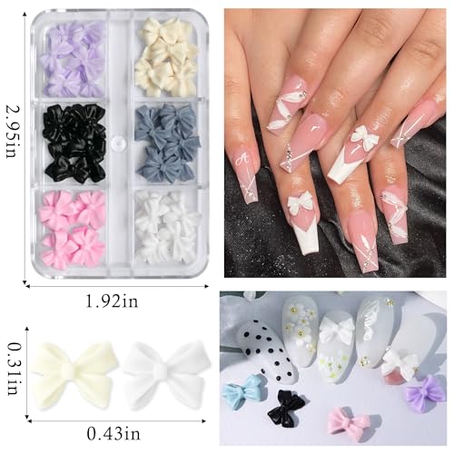 LoveOurHome 4 Boxes 3D Bow Flower Nail Charms Colorful Bowknot Nail Studs Charms Acrylic Nail Supplies with Gold Silver Pearl Beads Manicure Decorations for Gel Acrylics Nails Design, Crafts - Image 3