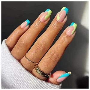 Short Square Natural Acrylic Nail Tips - 24 Pack, Easy Apply, Durable
