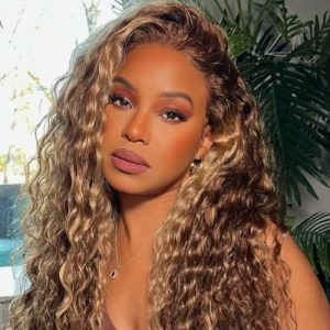 20 Inch Honey Blonde Ombre Highlight Human Hair Lace Front Wig 150% Density