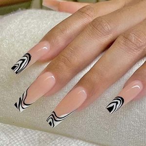 Trendy Pink Coffin Acrylic Nails