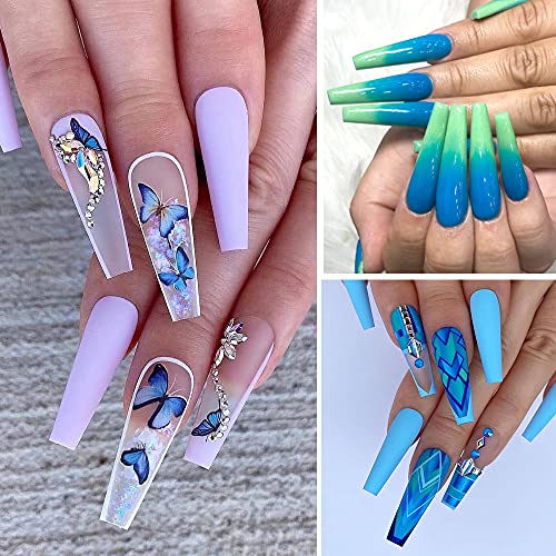 Extra Long Clear Acrylic Coffin Nail Tips 550 Pieces, 9 Sizes, Half Cover - Image 2