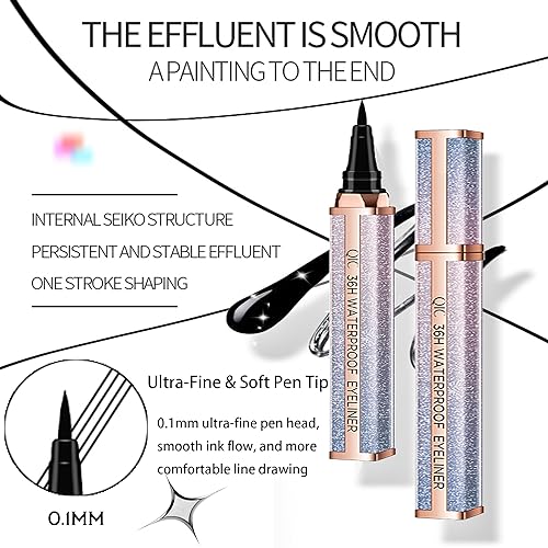 Liquid Eye Pencil Starry Eyeliner, 36H Waterproof Black Hyper Easy Eyeliner Pen Precision Felt Eyeliner, Ultra-Fine Tip, Transfer Proof Long-Lasting Quick-Dry Smooth (#01 Dream Purple) - Image 5
