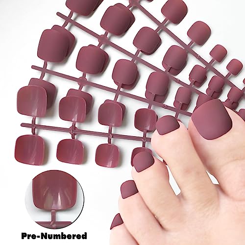 24-Piece Short Maroon Acrylic Nail Design Kit for Stylish and Elegant Nail Art - Image 3