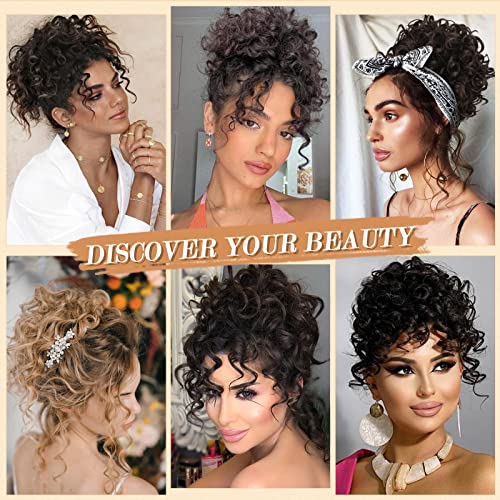 PEACOCO Messy Bun Short Curly Ponytail Extension Elastic Drawstring Loose Hair Bun Hair Pieces for Women with Thinning Hair High Temperature Synthetic Fiber Hair Bun Extension 80g - Image 6