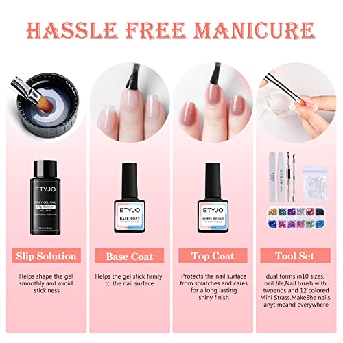 Poly Gel Nail Kit 10 Colors Quick Nail Extension Gel Builder Slip Solution Nail Strengthener Rhinestone French Complete Poly Gel Beginner Starter Kit for DIY Manicure Home Women Gift - Image 5