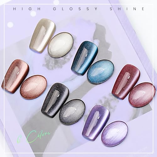 MIZHSE Cat Eye Gel Nail Polish: Purple Magnetic Gel Polish with Magnet Stick, Ceramic Crystal Magic Effect Moonlight Galaxy Shimmer Glitter Holographic Nail Gel Soak Off Nail Art Salon Manicure Home - Image 6
