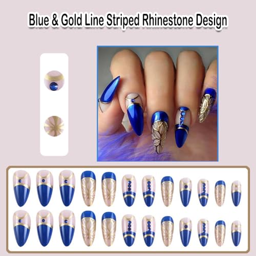 Dark blue short acrylic nails. - Image 2