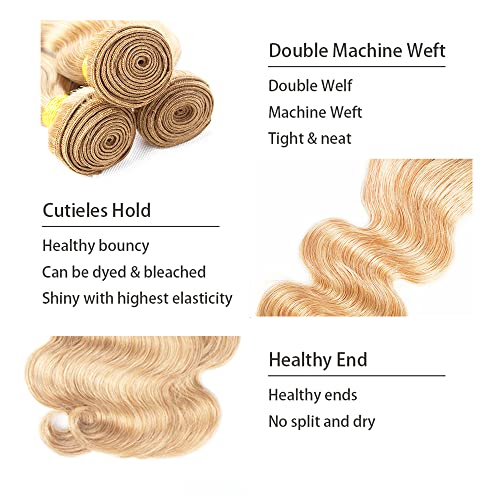 Blonde Bundles Human Hair 613 Body Wave Bundles P27/613 Human Hair Bundles 8 inch Single Bundle Two Tone Blonde Mixed With Honey Blonde Bundle for Women - Image 3