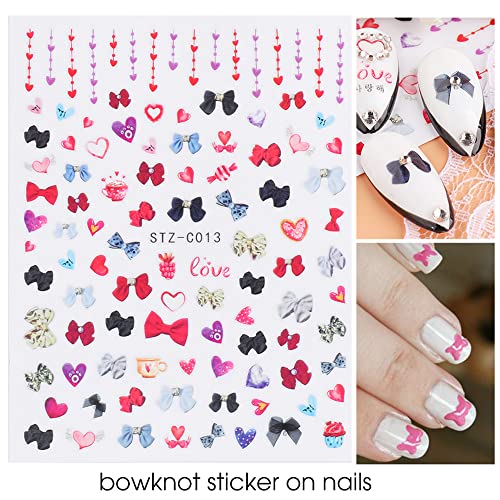 Valentine's Day Nail Art Sticker 3D Nail Art Supplies 9 Sheet Valentine's Day Color Love Rose Bow Design Nail Art Decoration DIY Acrylic Nail Art - Image 4