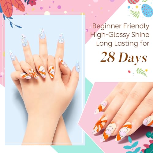 Gel Nail Polish Easter Spring Summer 6 Colors Gel Polish Green Blue Nude Pink Purple Nail Polish Gel Easter Gifts for Women Girls - Image 5